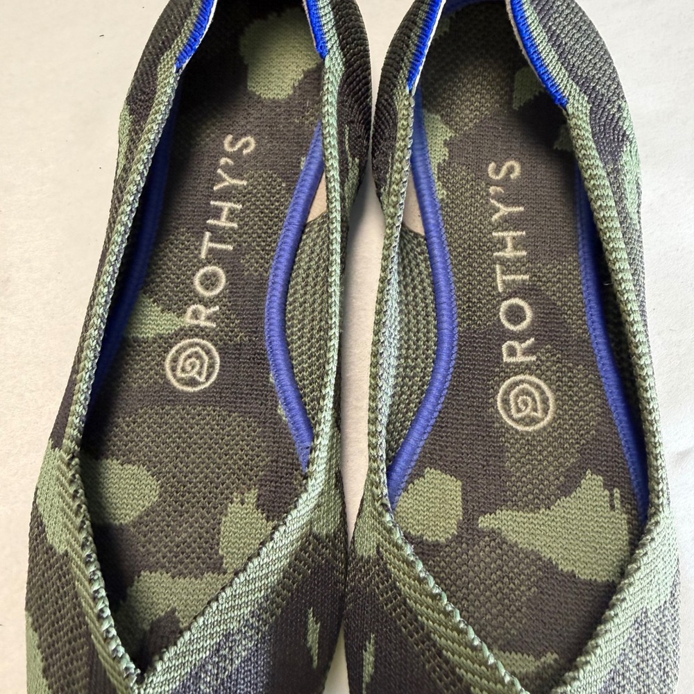 Rothys Womens Size W8 The Point Camo Green‎ Shoes Camouflage Pointed Toe Flats - Picture 7 of 10